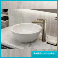 Saffron Eco Start Brushed Brass Tall Basin Mixer Tap With Clicker Waste
