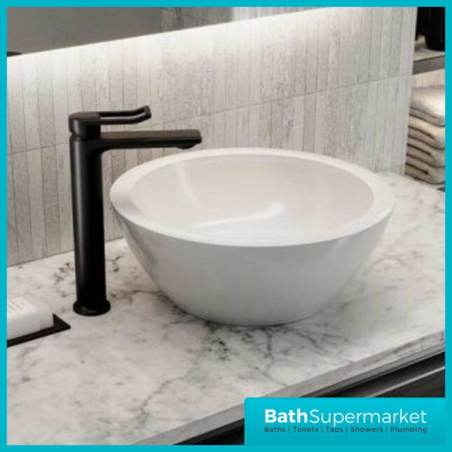 Saffron Eco Start Matt Black Tall Basin Mixer Tap With Clicker Waste