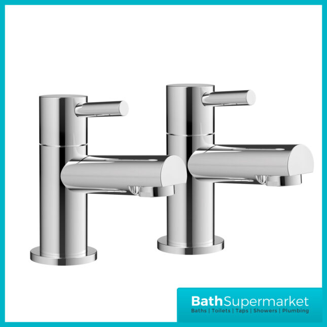 Premier Chrome Pair Basin Deck Mounted Pillar Taps