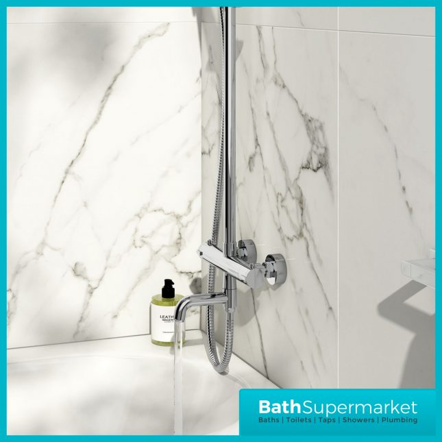 Sognare Solar Chrome Round Rigid Riser Shower With Bath Filler