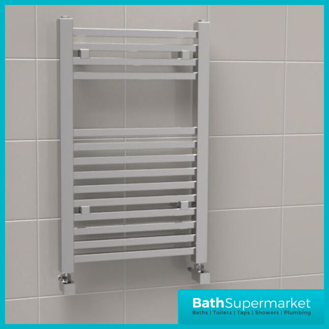 Kartell K-Vit Chrome K-Squared Straight Heated Ladder Towel Rails 600mm Wide Various Heights