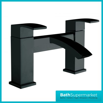 Sognare Descent Square Matt Black Deck Mounted Bath Filler Tap