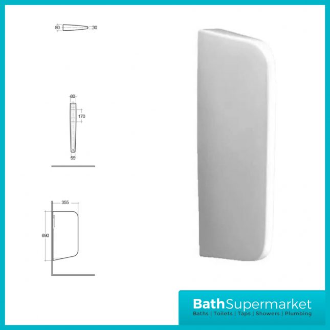 Rak White Wall Hung Deluxe Partition Divider Panel For Urinal