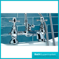 Russeldene & Marie White Bath Shower Chrome Mixer Tap With Cradle Kit