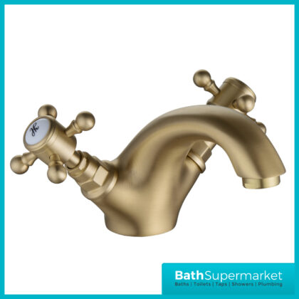 AquaVolere Cambridge Brushed Brass Mono Basin Mixer Tap With Pop Up Waste