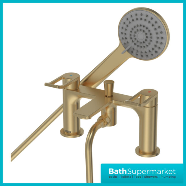 Bristan Saffron Brushed Brass Loop Lever Handle Bath Shower Mixer Tap