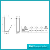 Rak White Wall Hung Standard Partition Divider Panel For Urinal - URIPANEL