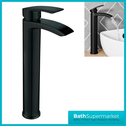 Belini Black Round Tall Mono Basin Mixer Tap