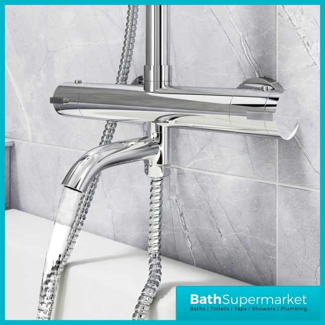 Sognare Solar Chrome Round Rigid Riser Shower With Bath Filler