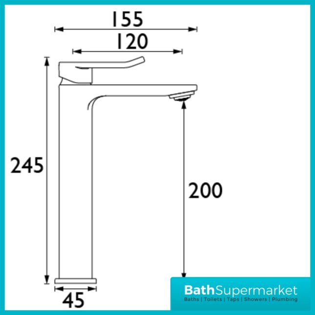 Saffron Eco Start Polished Chrome Tall Basin Mixer Tap With Clicker Waste