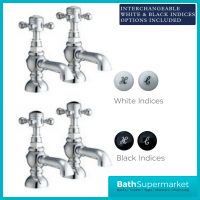 Harrogate Traditional Chrome Pair Pillar Bath Taps