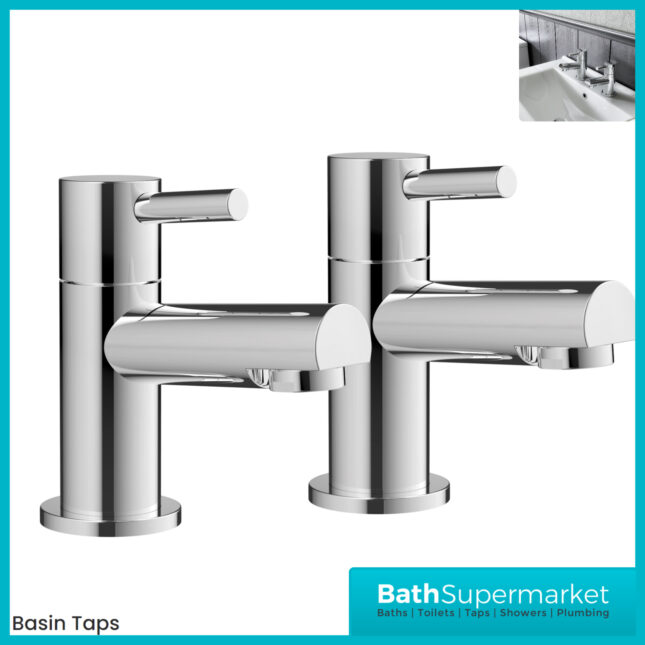 Premier Chrome Pair Basin Deck Mounted Pillar Taps