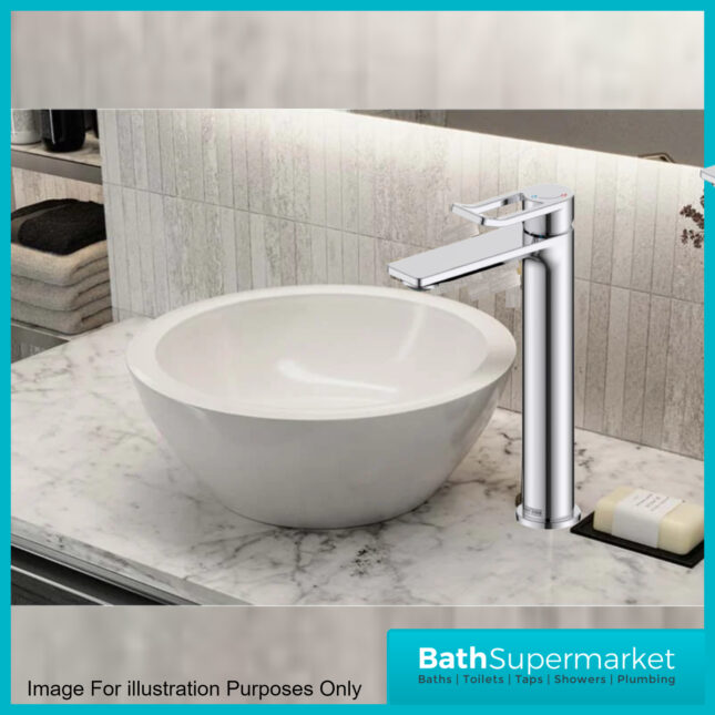 Bristan Saffron Eco Start Polished Chrome Tall Basin Mixer Tap With Clicker Waste