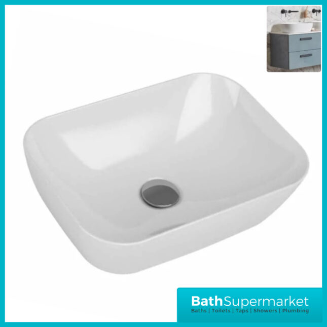 Tavistock Brook Gloss White Rectangular Ceramic Countertop Basin