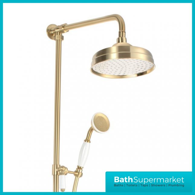 Traditional Brushed Brass Thermostatic Mixer Shower Kit