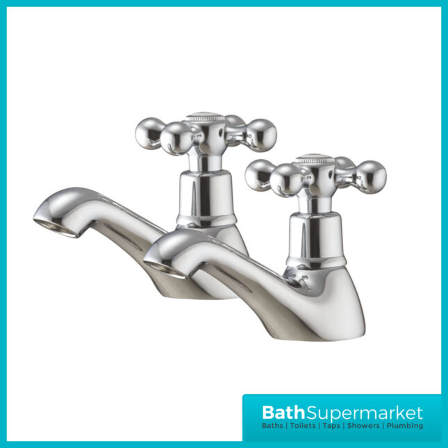 Sognare Classica Pair Bath Deck Mounted Traditional Pillar Taps