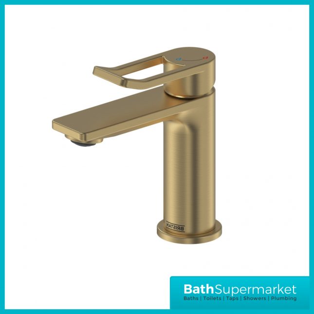Bristan Saffron Brushed Brass Eco Start Mono Basin Mixer Tap With Clicker Waste