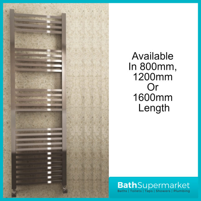 Kartell K-Vit Chrome K-Squared Straight Heated Ladder Towel Rails 600mm Wide Various Heights