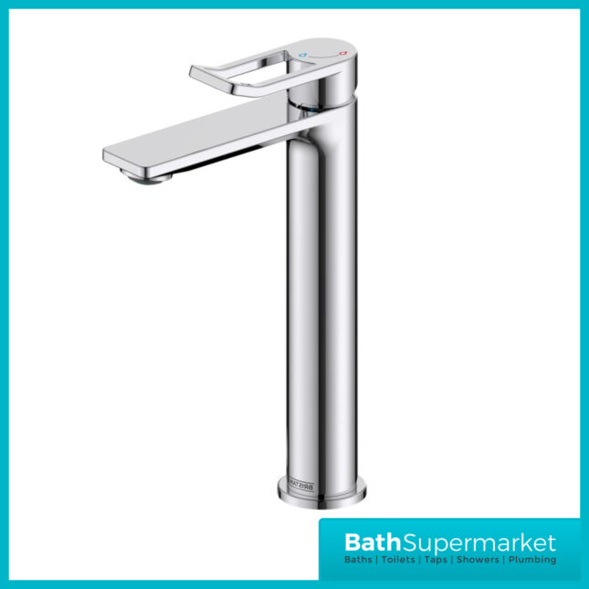 Bristan Saffron Eco Start Polished Chrome Tall Basin Mixer Tap With Clicker Waste