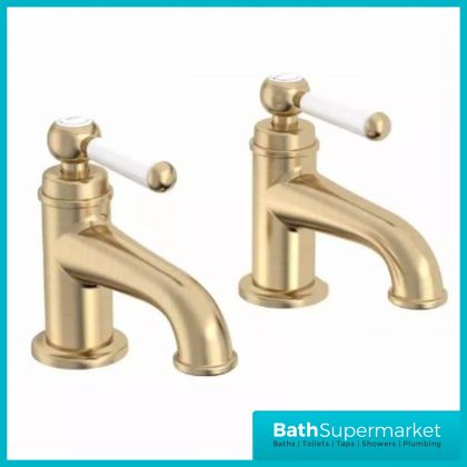 Tavistock Lansdown Brushed Brass Basin Taps Pair