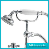 Russeldene & Marie White Bath Shower Chrome Mixer Tap With Cradle Kit