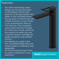 Bristan Saffron Eco Start Matt Black Tall Basin Mixer Tap With Clicker Waste - Image 5