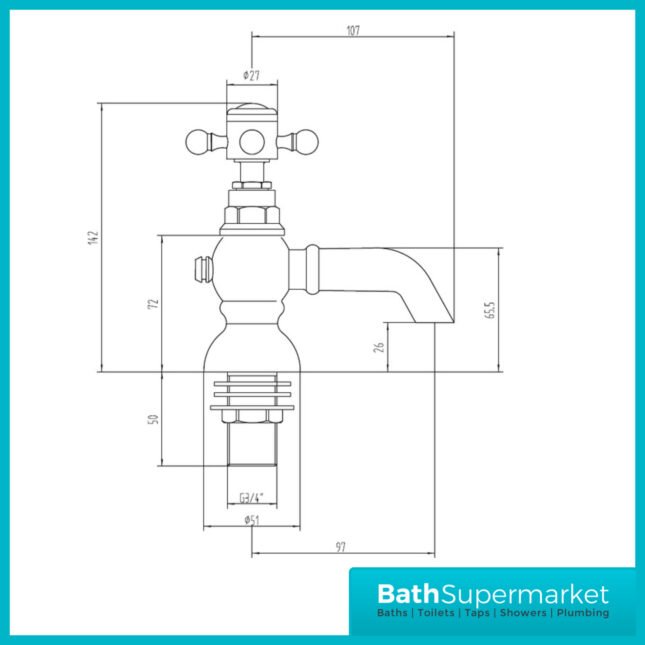 AquaVolere Cambridge Brushed Brass Pair Bath Pillar Taps