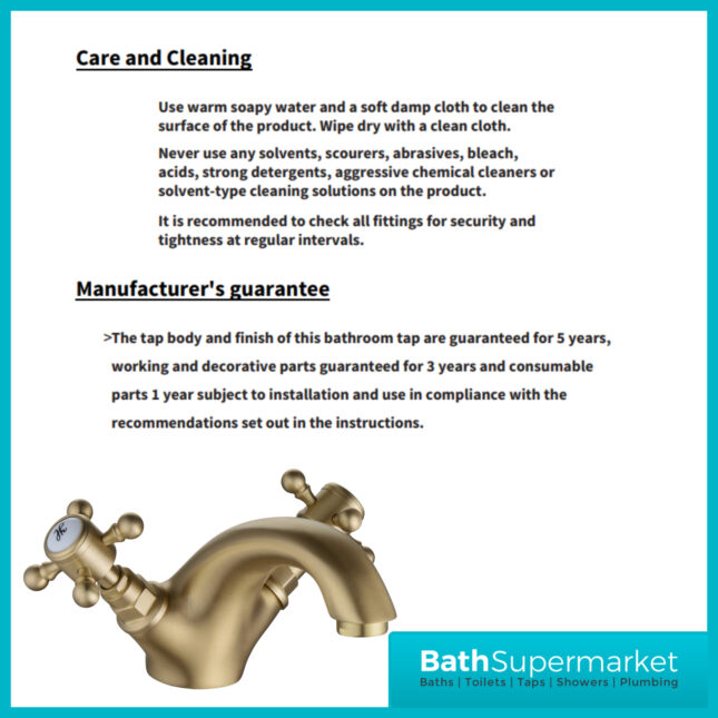 AquaVolere Cambridge Brushed Brass Mono Basin Mixer Tap With Pop Up Waste