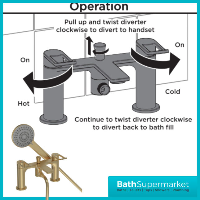 Bristan Saffron Brushed Brass Loop Lever Handle Bath Shower Mixer Tap