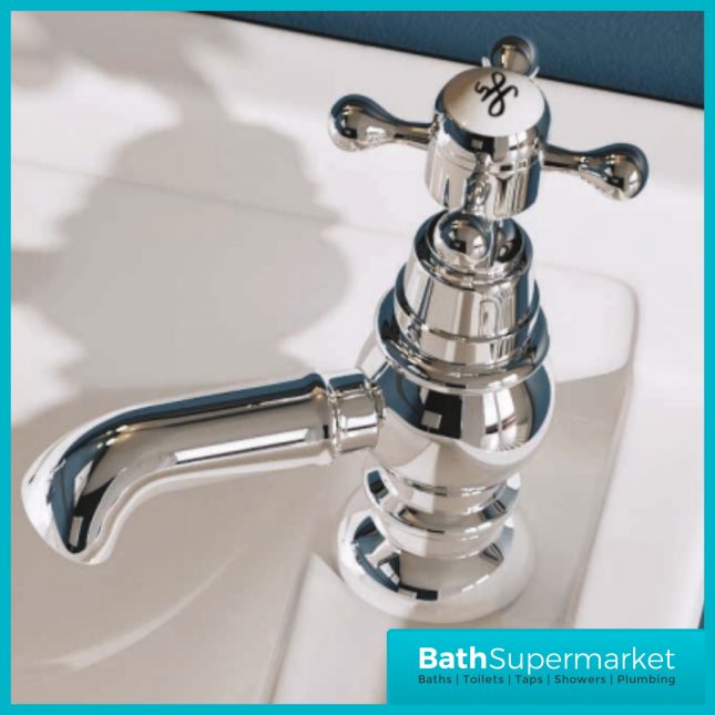 Harrogate Traditional Chrome Pair Pillar Bath Taps