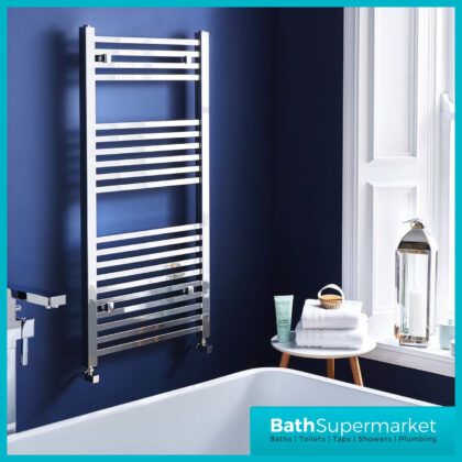 Kartell K-Vit Chrome K-Squared Straight Heated Ladder Towel Rails 600mm Wide Various Heights