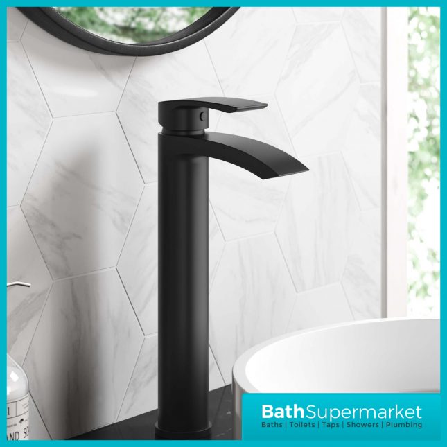 Belini Black Round Tall Mono Basin Mixer Tap