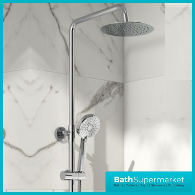 Sognare Solar Chrome Round Rigid Riser Shower With Bath Filler