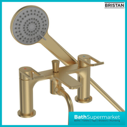 Bristan Saffron Brushed Brass Loop Lever Handle Bath Shower Mixer Tap