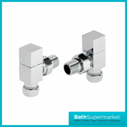 Cassellie Angled Chrome Cubic Square Radiator Valve Pair Pack