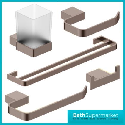 Sognare Como Curved Square Brushed Bronze Wall Mounted Bathroom Rail Holder Hook Accessories