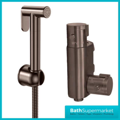 Sognare Brushed Bronze Round Douche Thermostatic Vertical Bar Valve Bidet Shower Handset Spray Kit