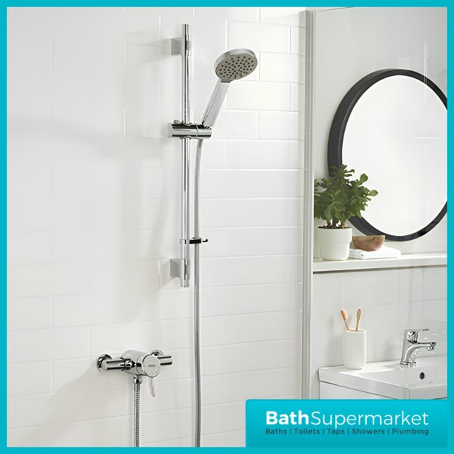 Bristan Acute2 Chrome Thermostatic Exposed Mini Valve Adjustable Riser Rail Shower Kit