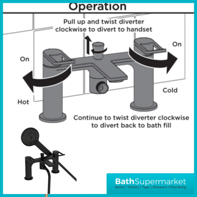 Bristan Saffron Matt Black Loop Lever Handle Bath Shower Mixer Tap