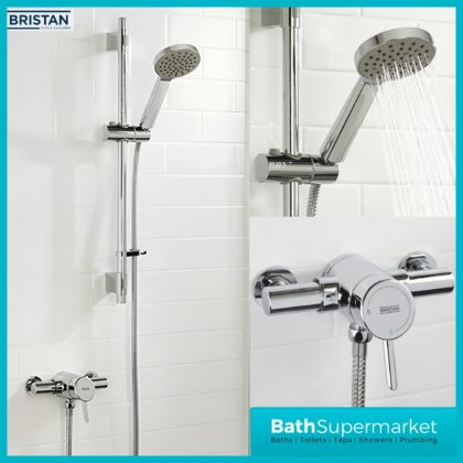 Bristan Acute2 Chrome Thermostatic Exposed Mini Valve Adjustable Riser Rail Shower Kit