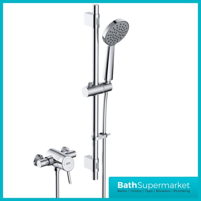 Bristan Acute2 Chrome Thermostatic Exposed Mini Valve Adjustable Riser Rail Shower Kit