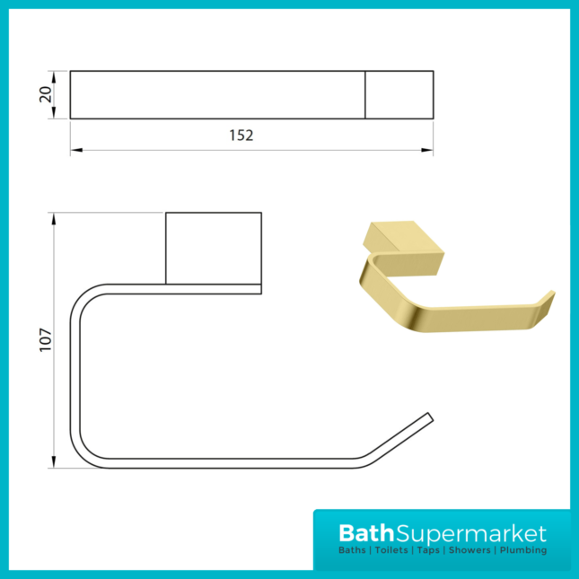 Sognare Roma Curved Square Brushed Brass Wall Mounted Bathroom Rail Holder Hook Accessories - Image 4