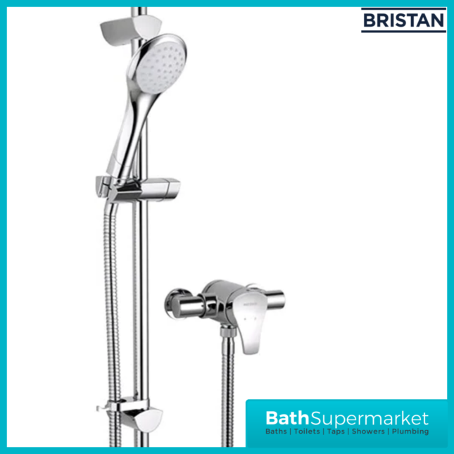 Bristan Capri Chrome Thermostatic Exposed Mini Valve Adjustable Riser Rail Shower Kit