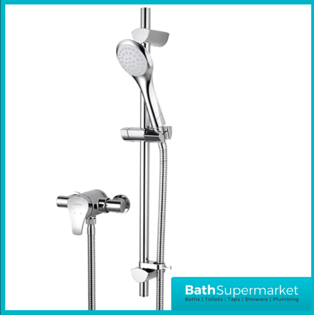 Bristan Capri Chrome Thermostatic Exposed Mini Valve Adjustable Riser Rail Shower Kit