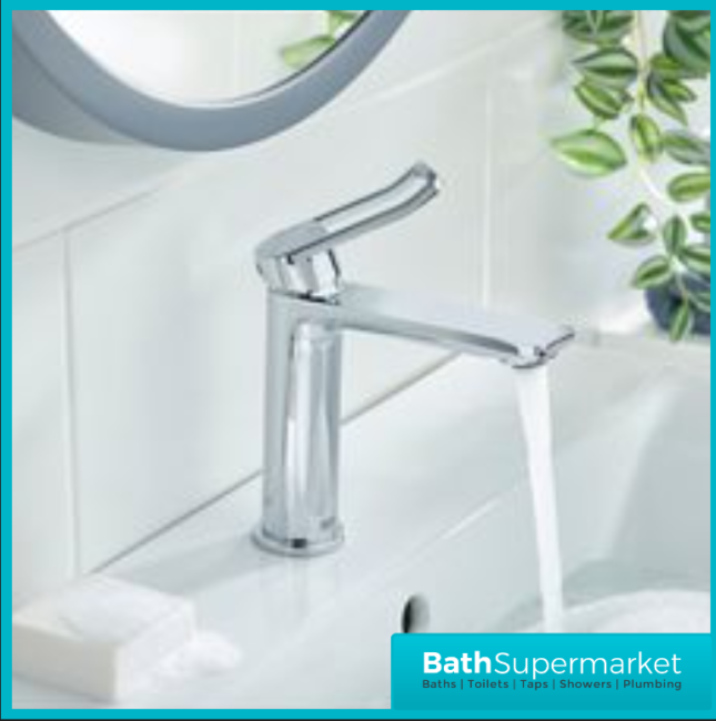 Bristan Saffron Polished Chrome Eco Start Mono Basin Mixer Tap With Clicker Waste - Image 2
