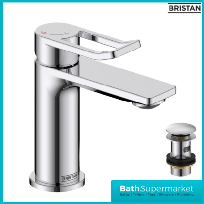 Bristan Saffron Polished Chrome Eco Start Mono Basin Mixer Tap With Clicker Waste