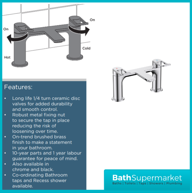 Bristan Saffron Polished Chrome Loop Lever Handle Bath Filler Tap