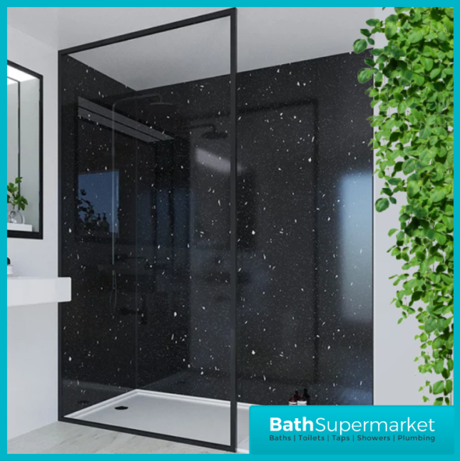 Maxplas Black Galaxy Sparkle 10mm UPVC Wall Panel 1000mm x 2440mm