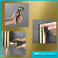 Sognare Brushed Brass Round Douche Thermostatic Vertical Bar Valve Bidet Shower Handset Spray Kit