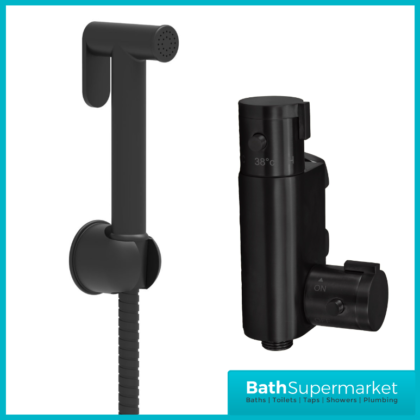 Sognare Matt Black Round Douche Thermostatic Vertical Bar Valve Bidet Shower Handset Spray Kit